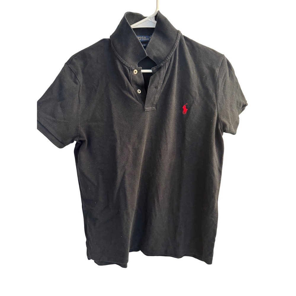 Polo Ralph Lauren Polo Shirt Women Medium Black Classic Fit Short Sleeve Logo
